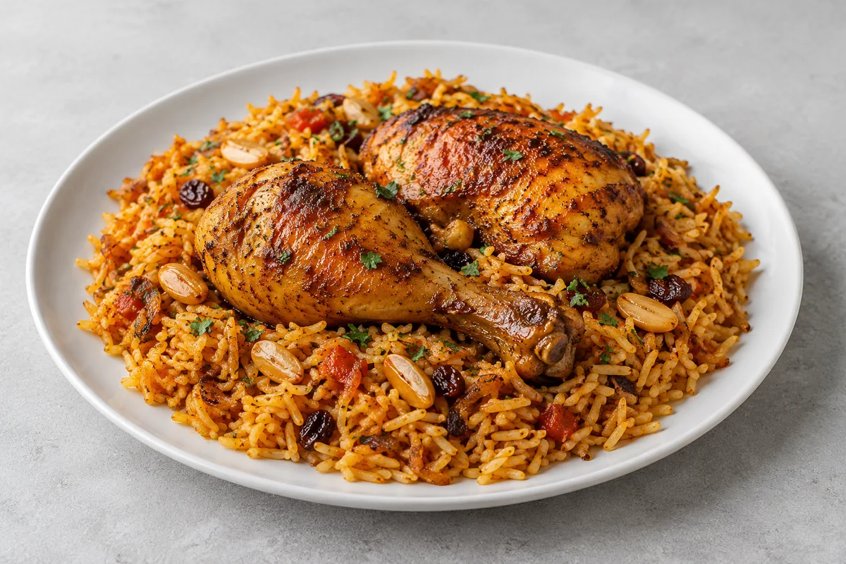 AI-genereret illustration af Kabsa med kylling — AI-illustration